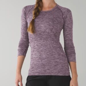 Lululemon Swiftly Tech Long Sleeved Crew in Heathered Black Cherry - size 6